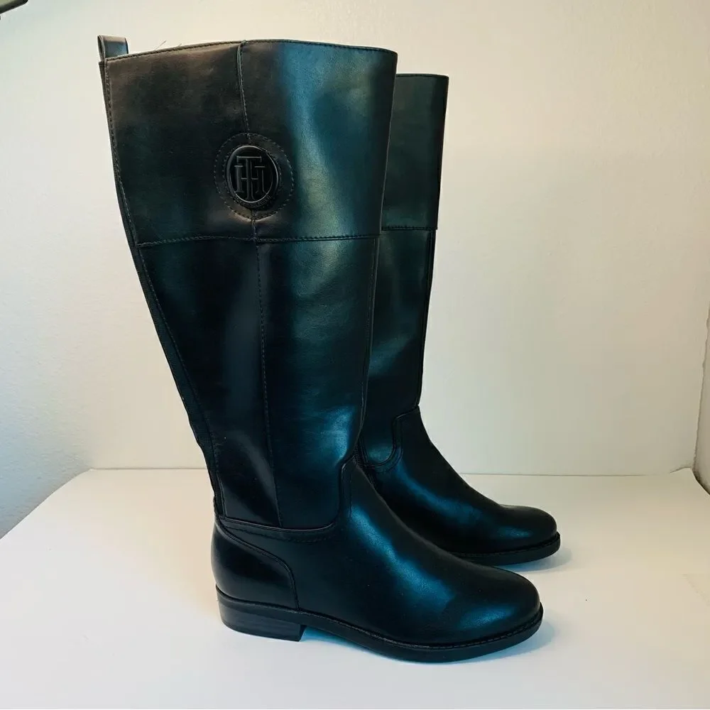 Tommy Hilfiger Tall Black Leather‎ Wide Calf Boots